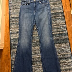 Mother , Weekender , Stylish Blue Flare Women's Jeans, Double Vision